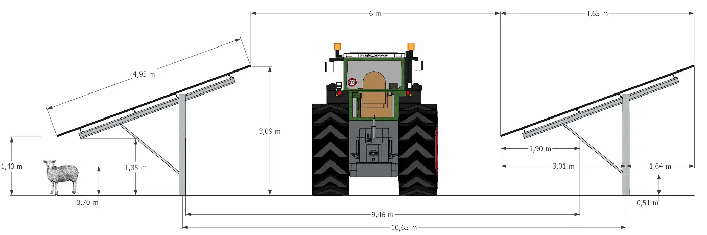 plan de coupe panneau photovoltaique - agrivoltaisme
